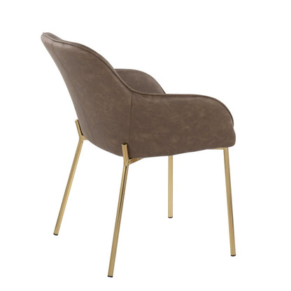 Gold Steel, Espresso PU Daniella Dining Chair - Set of 2