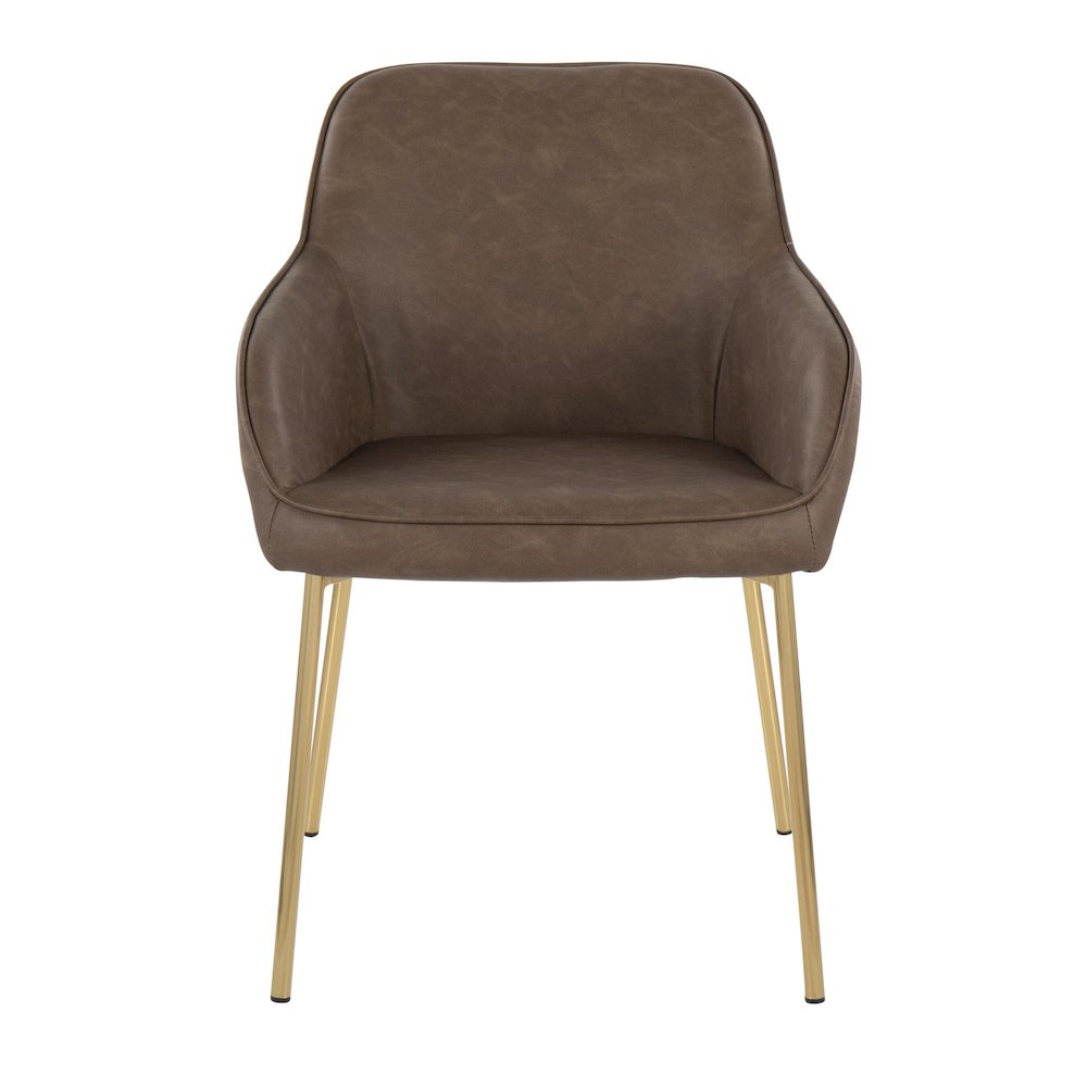 Gold Steel, Espresso PU Daniella Dining Chair - Set of 2
