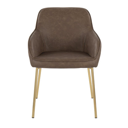Gold Steel, Espresso PU Daniella Dining Chair - Set of 2