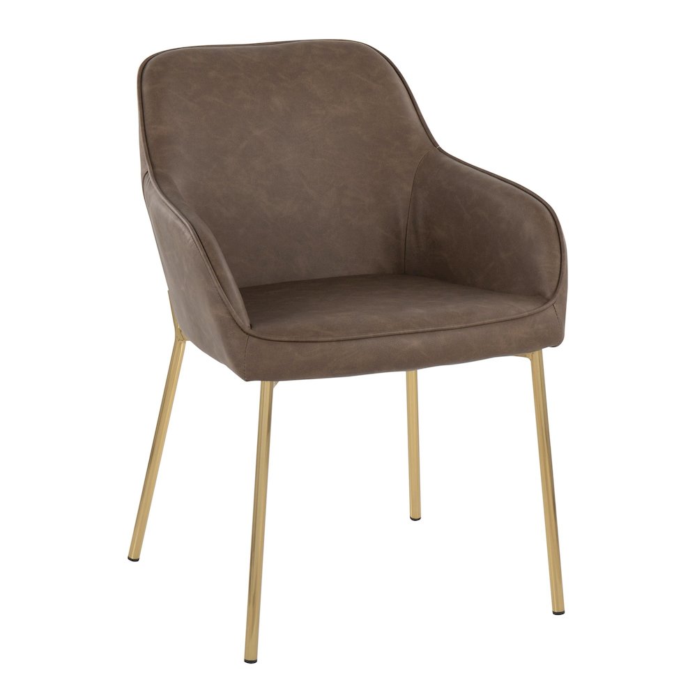 Gold Steel, Espresso PU Daniella Dining Chair - Set of 2