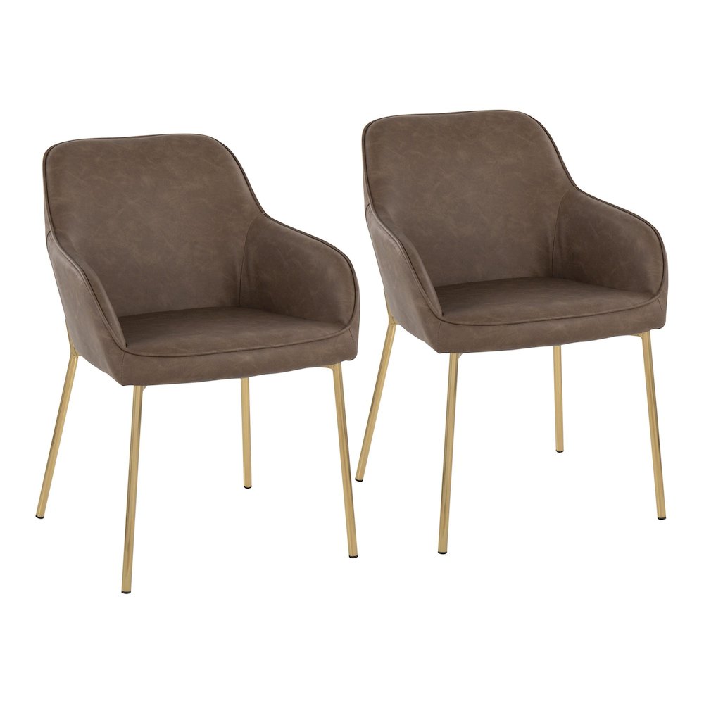 Gold Steel, Espresso PU Daniella Dining Chair - Set of 2
