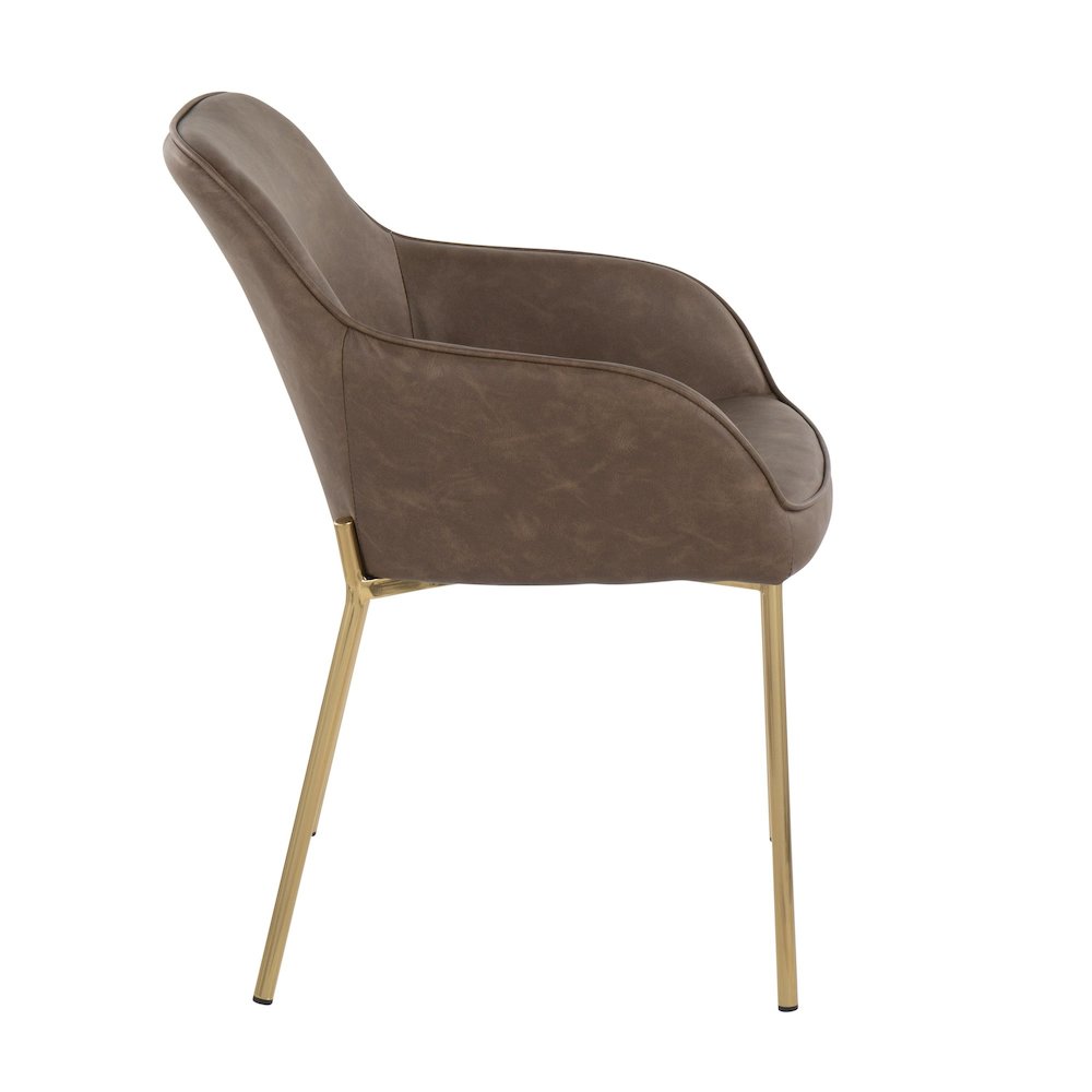 Gold Steel, Espresso PU Daniella Dining Chair - Set of 2