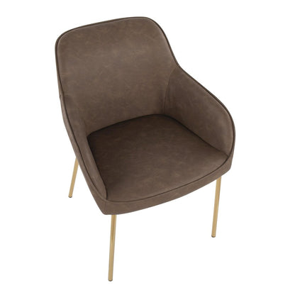 Gold Steel, Espresso PU Daniella Dining Chair - Set of 2