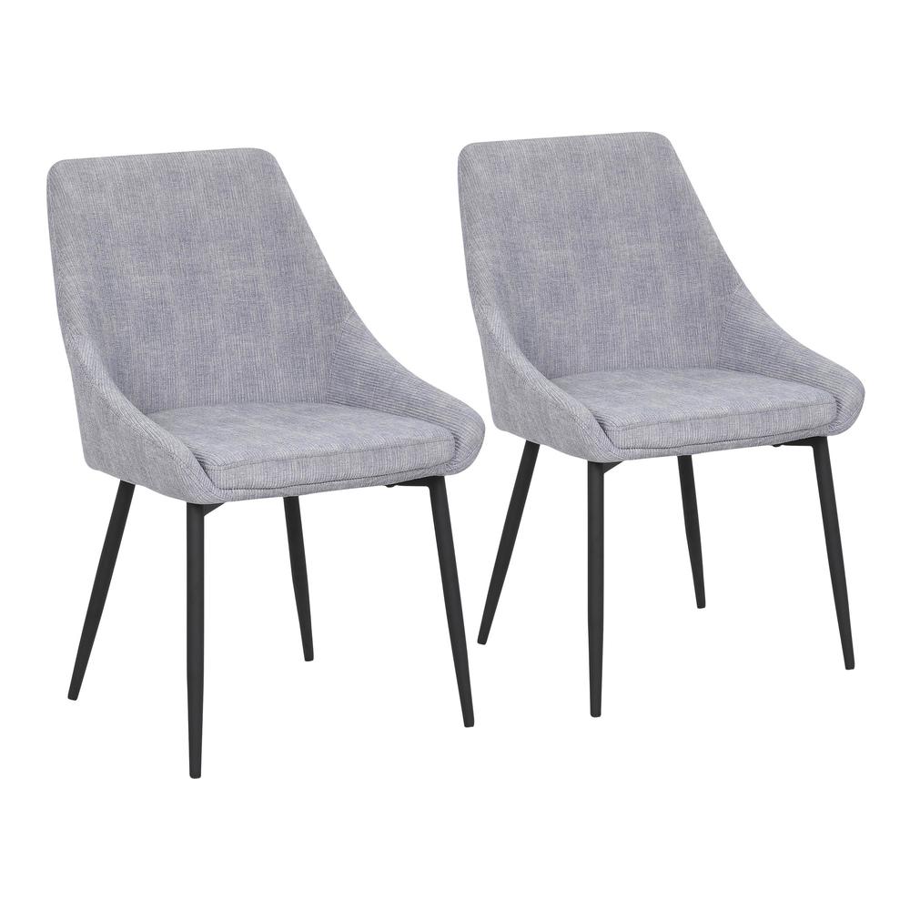 Black Metal, Grey Corduroy Diana Corduroy Chair - Set of 2