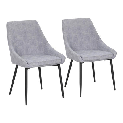 Black Metal, Grey Corduroy Diana Corduroy Chair - Set of 2