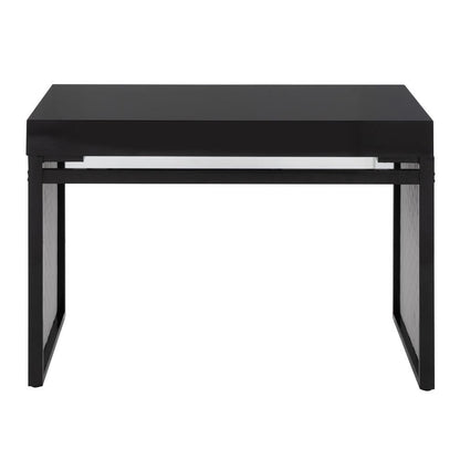 Black Steel, Black MDF, Silver Velvet Drift Upholstered Desk
