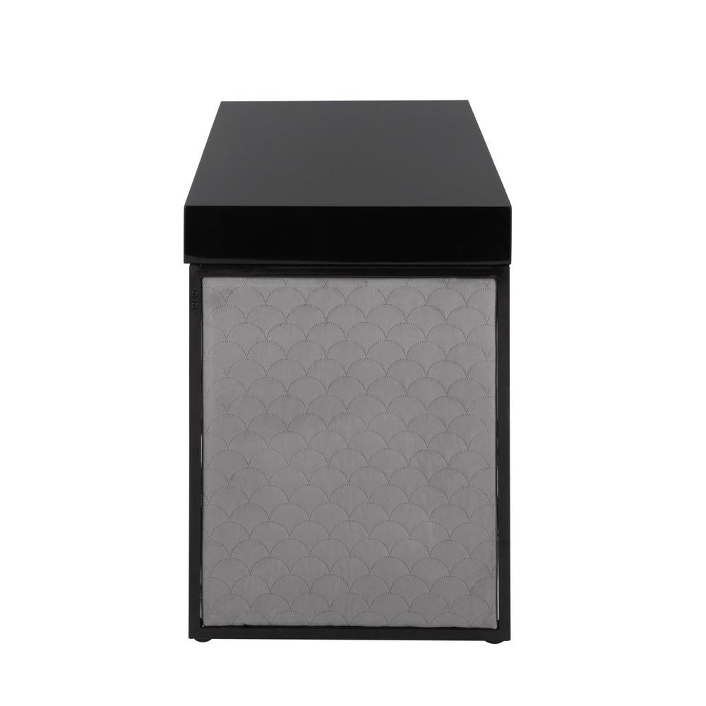 Black Steel, Black MDF, Silver Velvet Drift Upholstered Desk