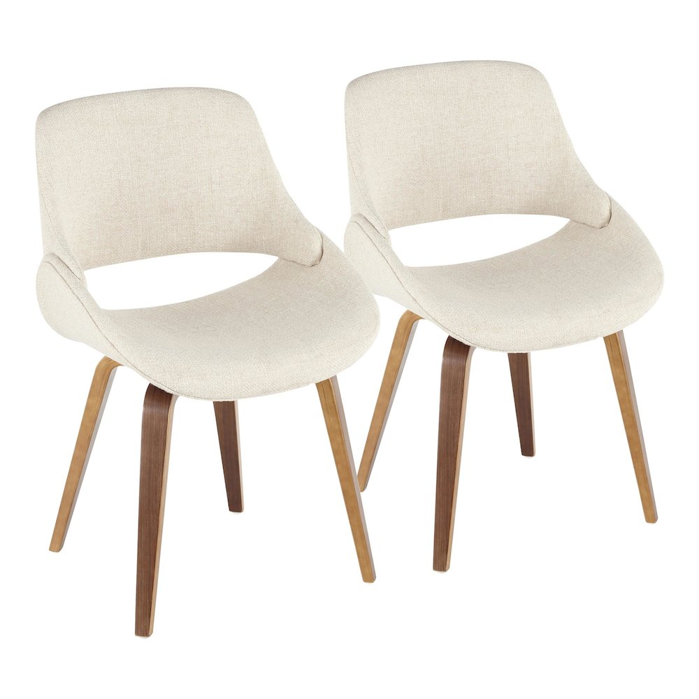 Walnut Wood, Cream PU Fabrico Chair - Set of 2