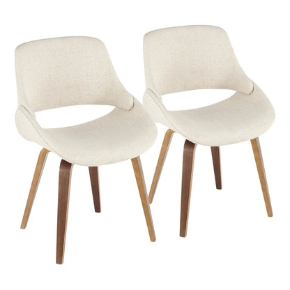 Walnut Wood, Cream PU Fabrico Chair - Set of 2