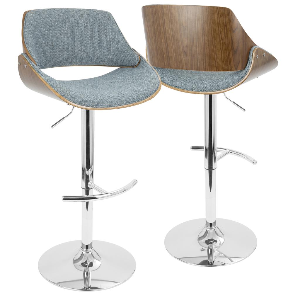 Walnut, Blue Fabrizzi Barstool