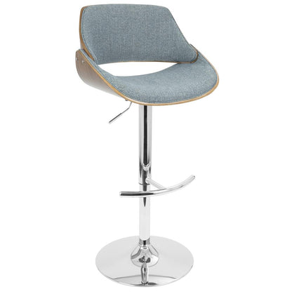 Walnut, Blue Fabrizzi Barstool