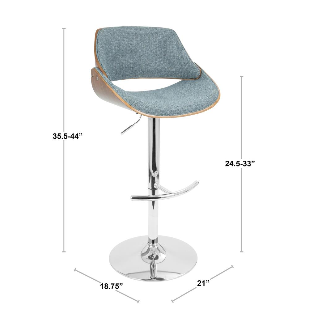 Walnut, Blue Fabrizzi Barstool