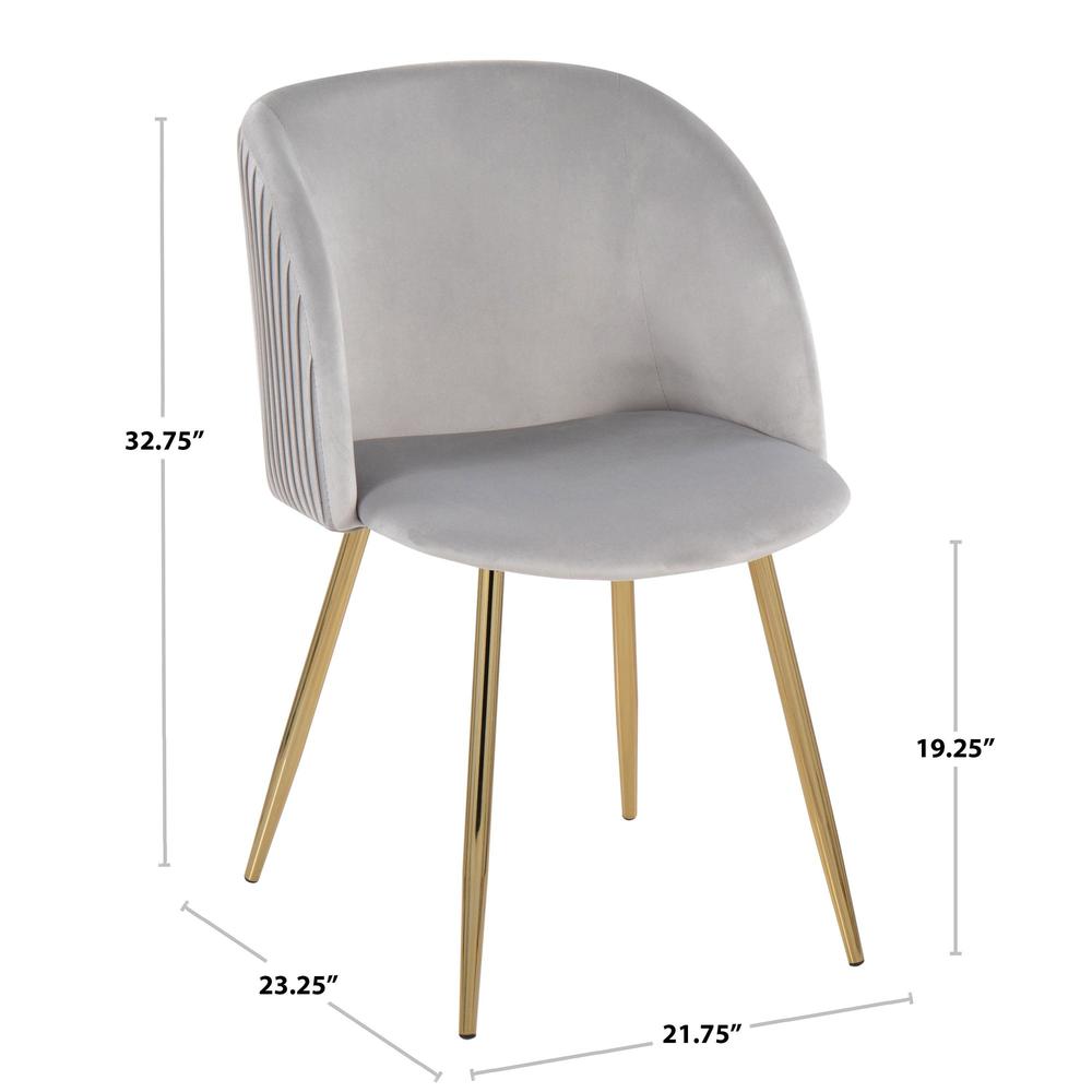 Gold Metal, Silver Velvet Fran Pleated Chair - Set of 2
