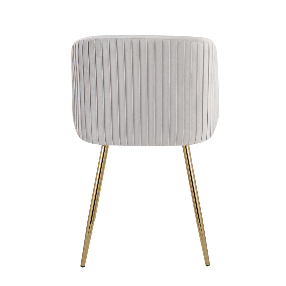 Gold Metal, Silver Velvet Fran Pleated Chair - Set of 2