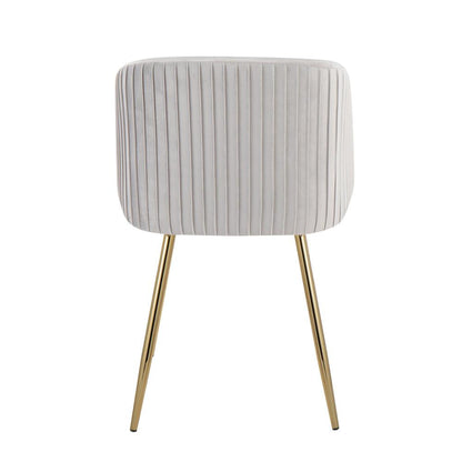 Gold Metal, Silver Velvet Fran Pleated Chair - Set of 2