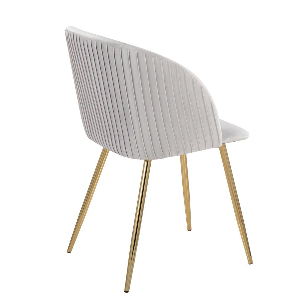 Gold Metal, Silver Velvet Fran Pleated Chair - Set of 2