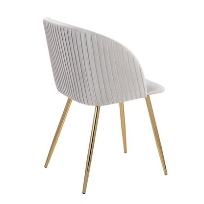 Gold Metal, Silver Velvet Fran Pleated Chair - Set of 2