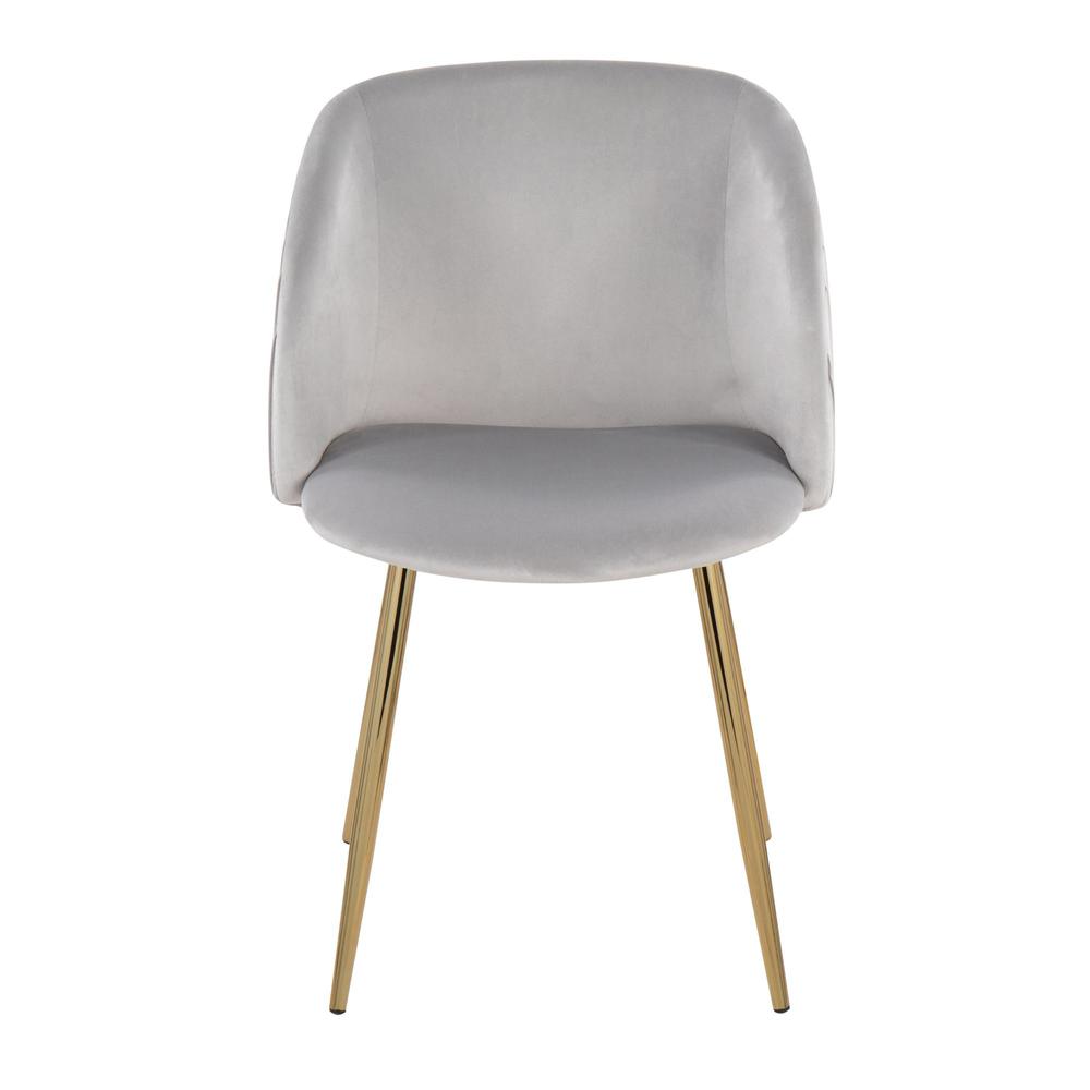 Gold Metal, Silver Velvet Fran Pleated Chair - Set of 2