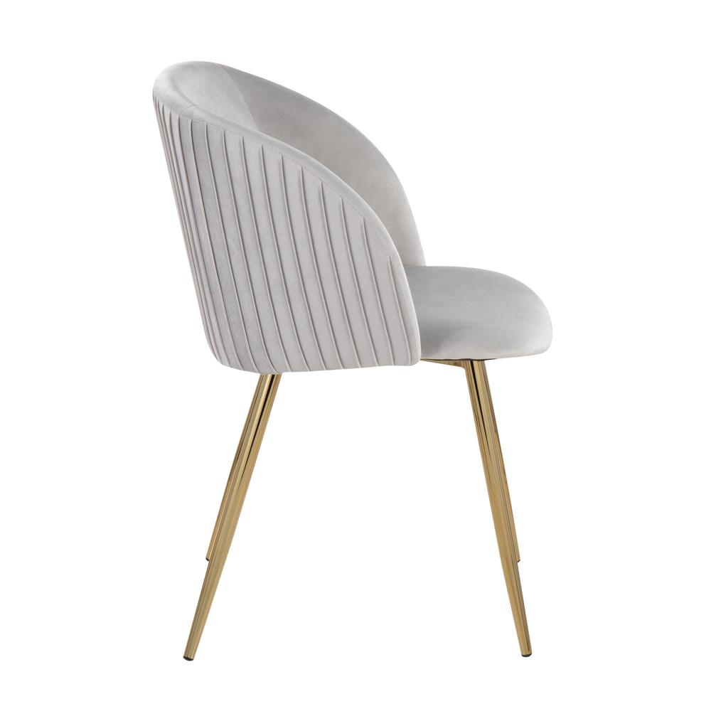 Gold Metal, Silver Velvet Fran Pleated Chair - Set of 2