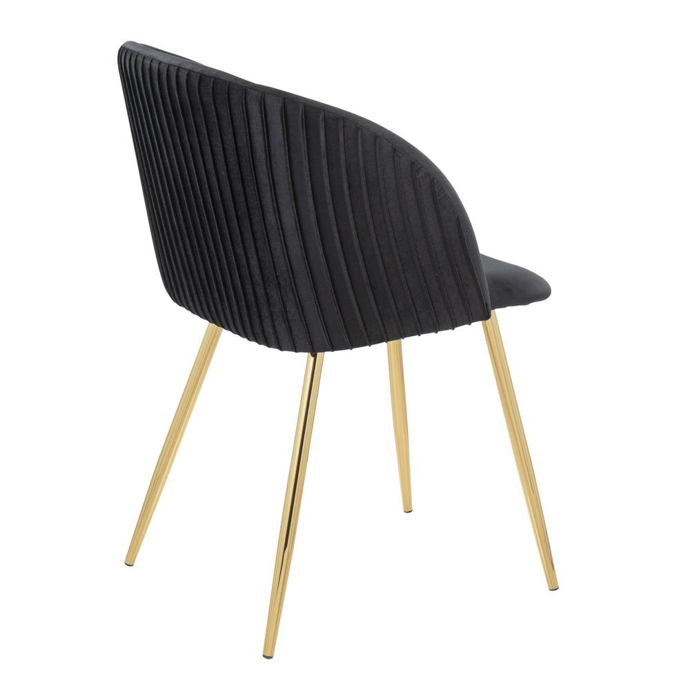 Gold Metal, Black Velvet Fran Pleated Chair - Set of 2