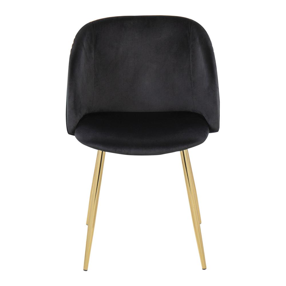 Gold Metal, Black Velvet Fran Pleated Chair - Set of 2