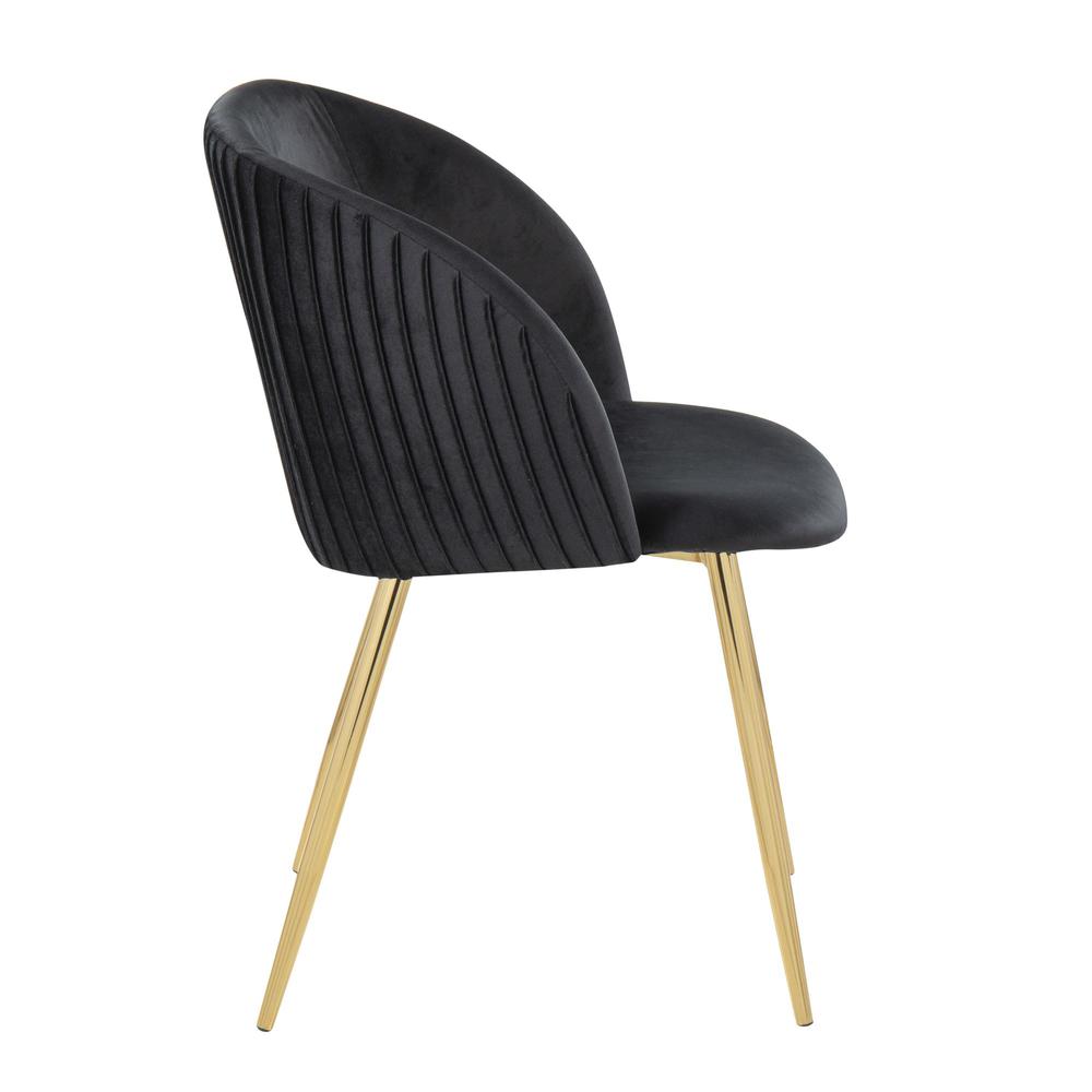 Gold Metal, Black Velvet Fran Pleated Chair - Set of 2