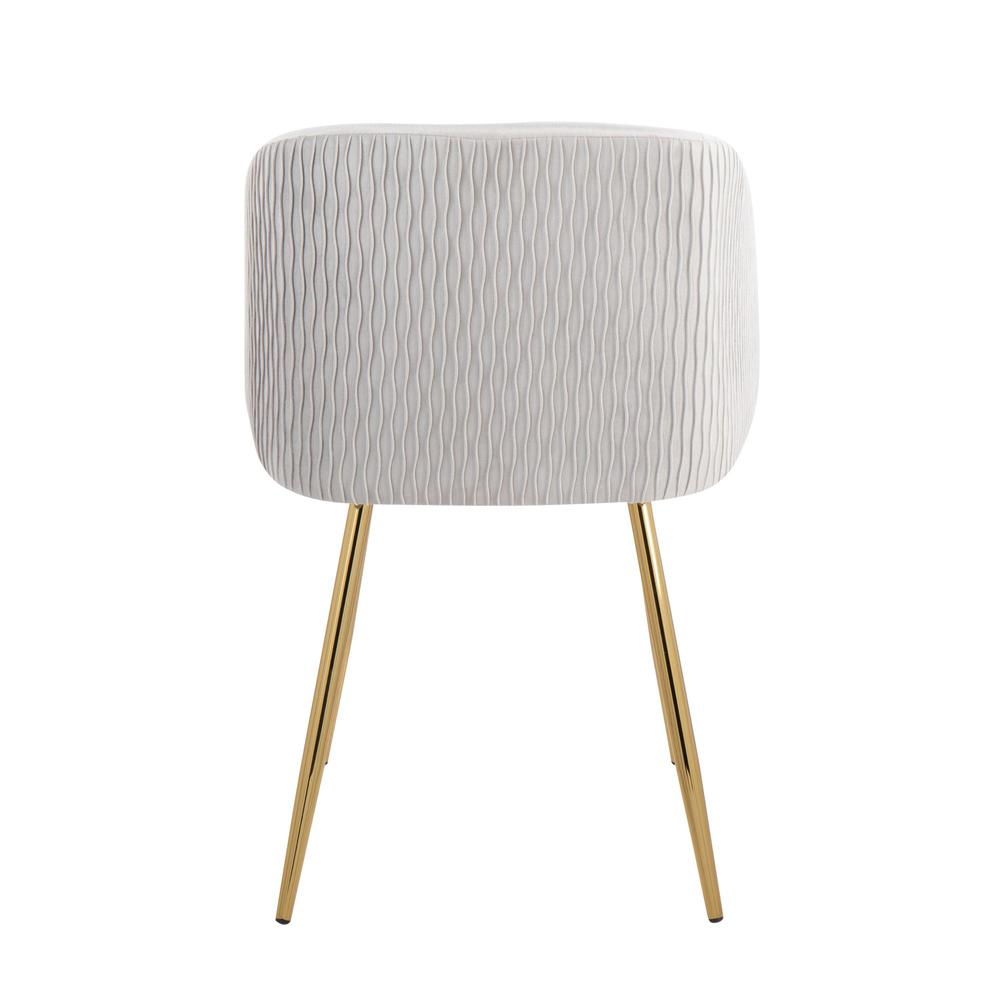Gold Metal, Silver Velvet Fran Pleated Waves Chair - Set of 2