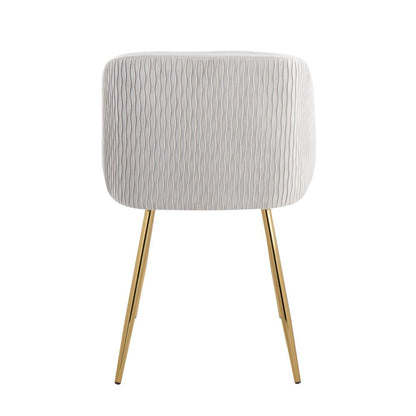 Gold Metal, Silver Velvet Fran Pleated Waves Chair - Set of 2