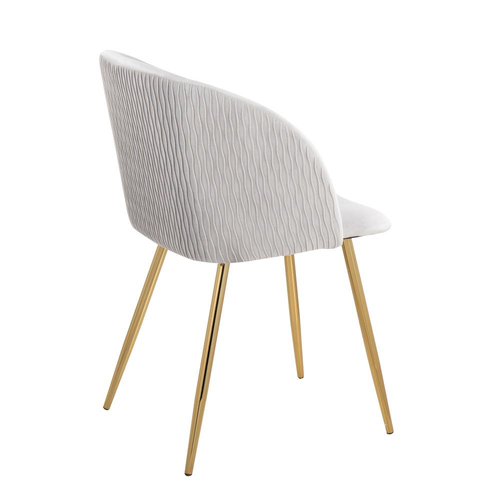 Gold Metal, Silver Velvet Fran Pleated Waves Chair - Set of 2