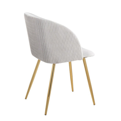 Gold Metal, Silver Velvet Fran Pleated Waves Chair - Set of 2
