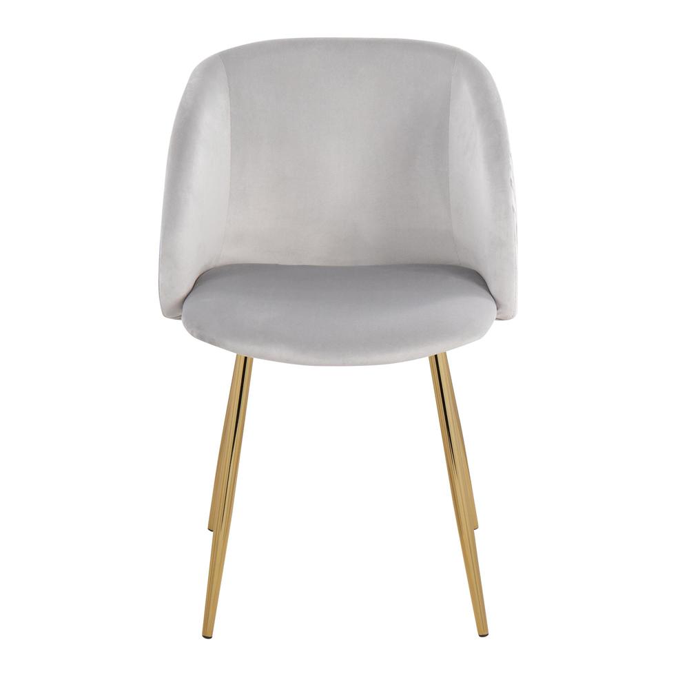 Gold Metal, Silver Velvet Fran Pleated Waves Chair - Set of 2