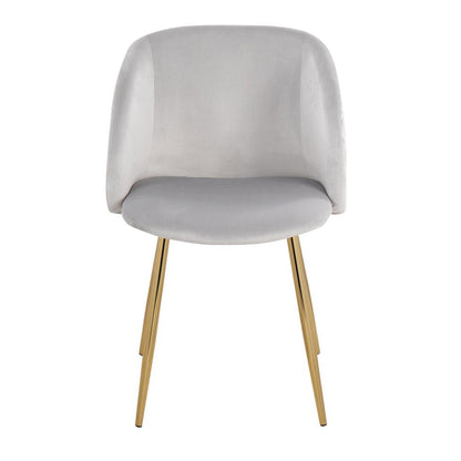 Gold Metal, Silver Velvet Fran Pleated Waves Chair - Set of 2