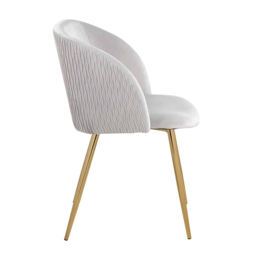 Gold Metal, Silver Velvet Fran Pleated Waves Chair - Set of 2