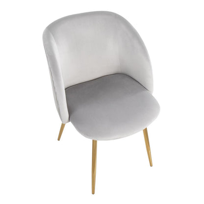 Gold Metal, Silver Velvet Fran Pleated Waves Chair - Set of 2