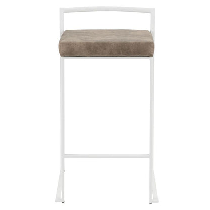 White, Brown Cowboy Fabric Fuji Stacker Counter Stool - Set of 2
