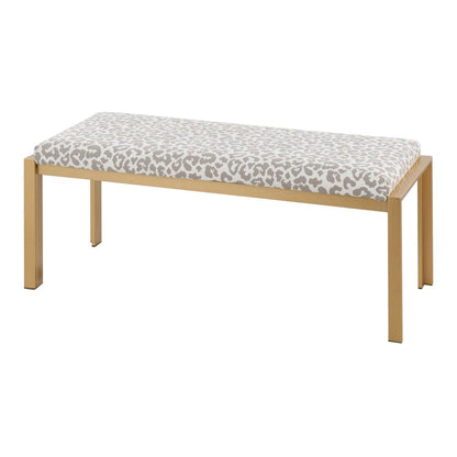 Gold, Grey Leopard Fabric Fuji Bench