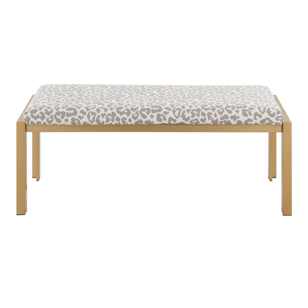 Gold, Grey Leopard Fabric Fuji Bench