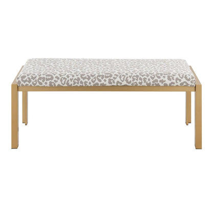 Gold, Grey Leopard Fabric Fuji Bench