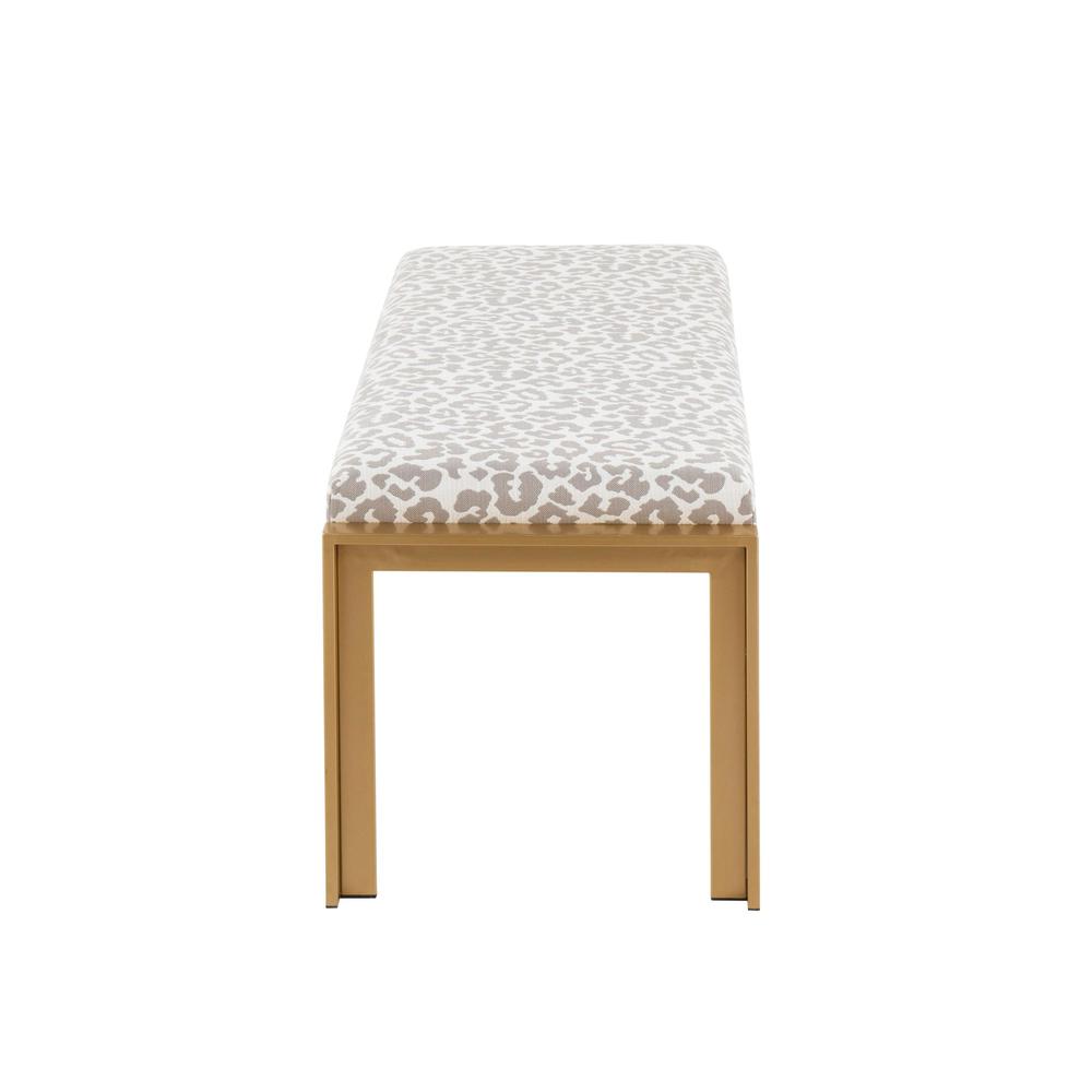 Gold, Grey Leopard Fabric Fuji Bench