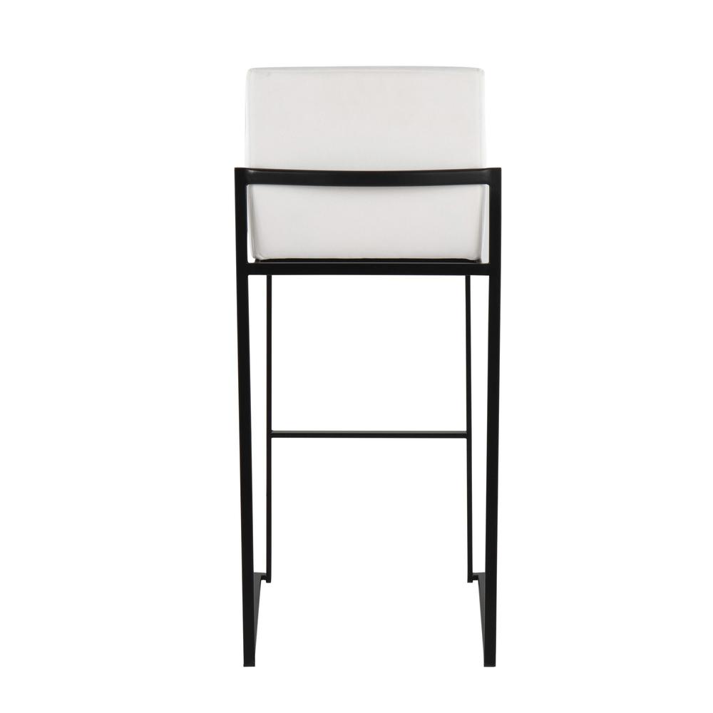Black Steel, White Velvet Fuji High Back Barstool - Set of 2