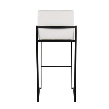 Black Steel, White Velvet Fuji High Back Barstool - Set of 2