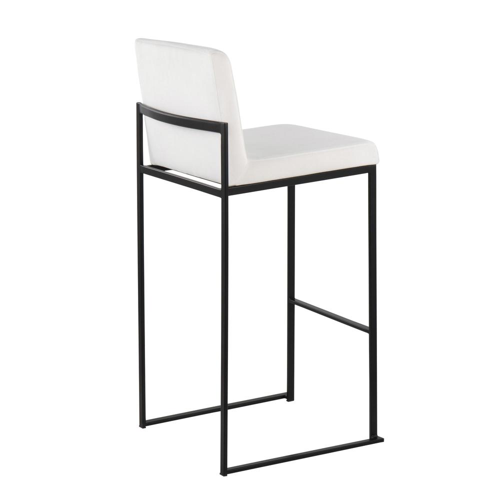 Black Steel, White Velvet Fuji High Back Barstool - Set of 2