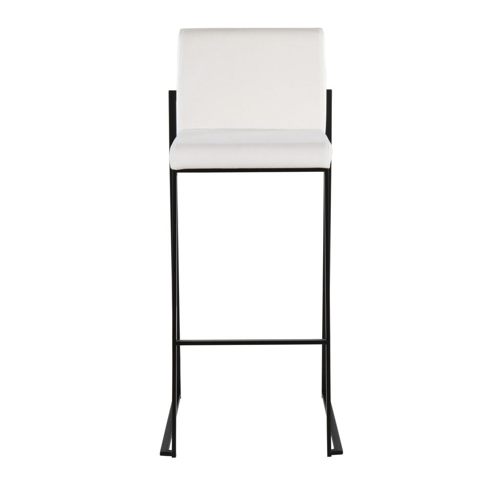 Black Steel, White Velvet Fuji High Back Barstool - Set of 2