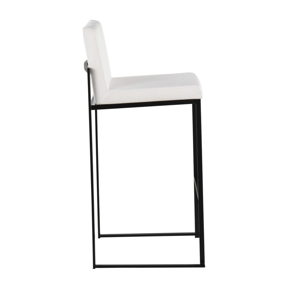 Black Steel, White Velvet Fuji High Back Barstool - Set of 2