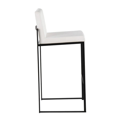 Black Steel, White Velvet Fuji High Back Barstool - Set of 2