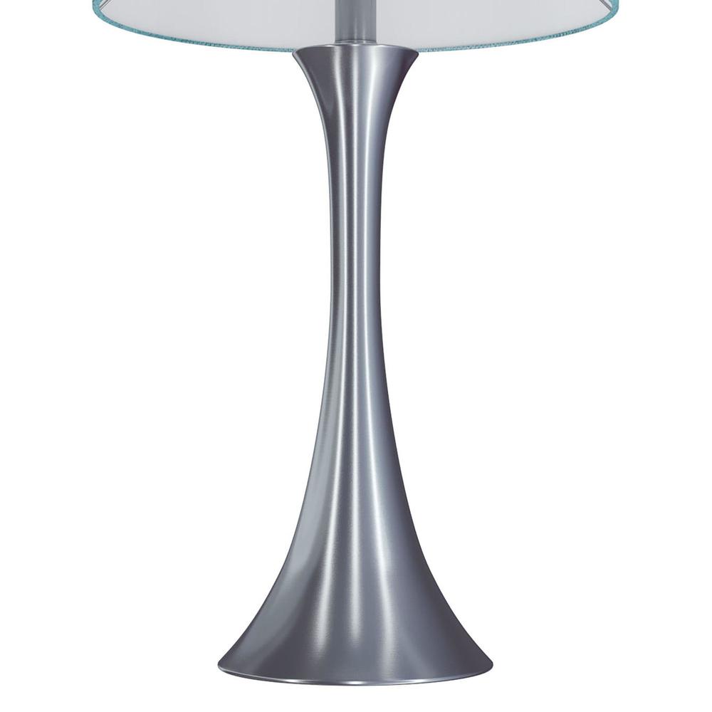 Brushed Nickel, Turquoise Linen Lenuxe 24" Metal Table Lamp - Set of 2
