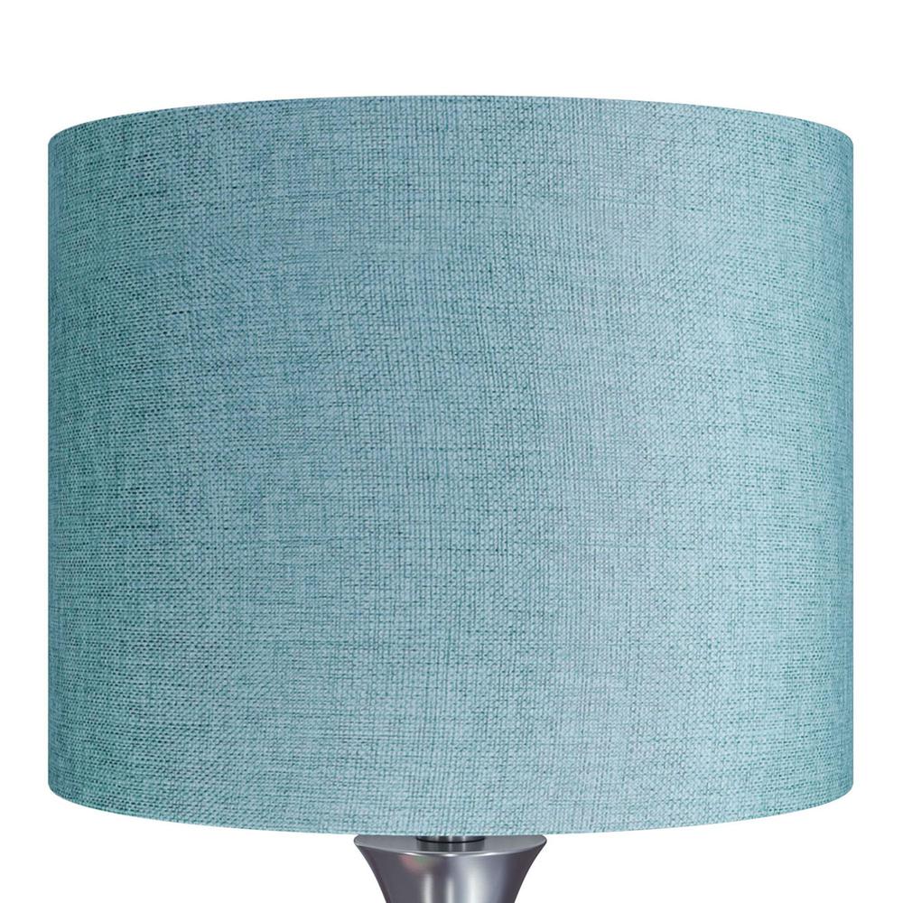 Brushed Nickel, Turquoise Linen Lenuxe 24" Metal Table Lamp - Set of 2