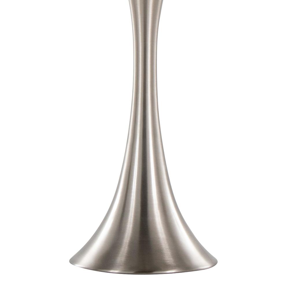 Brushed Nickel, White Semi-gloss Linen Lenuxe 24" Metal Table Lamp - Set of 2