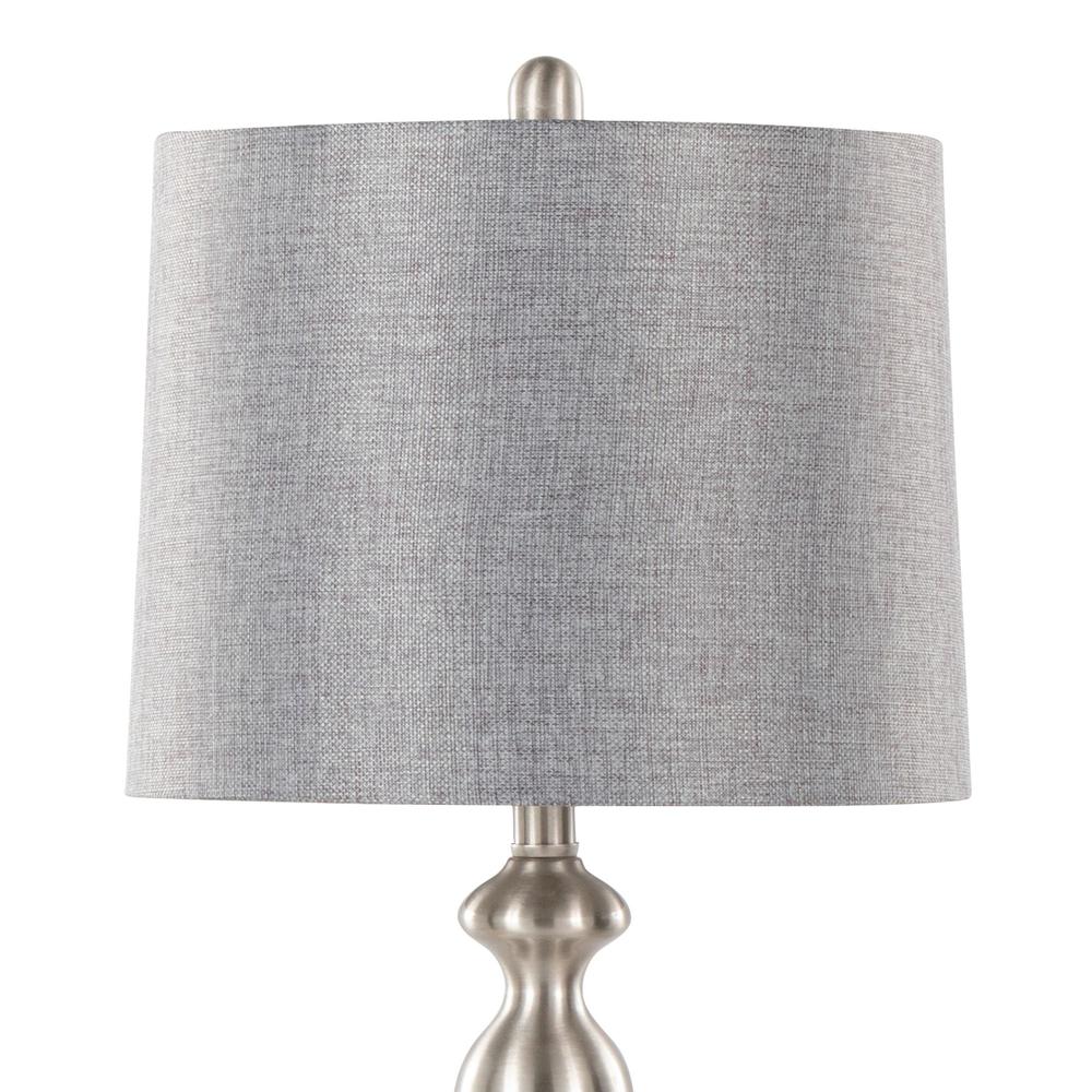 Brushed Nickel, Grey Linen Ashland 27" Metal Table Lamp - Set of 2