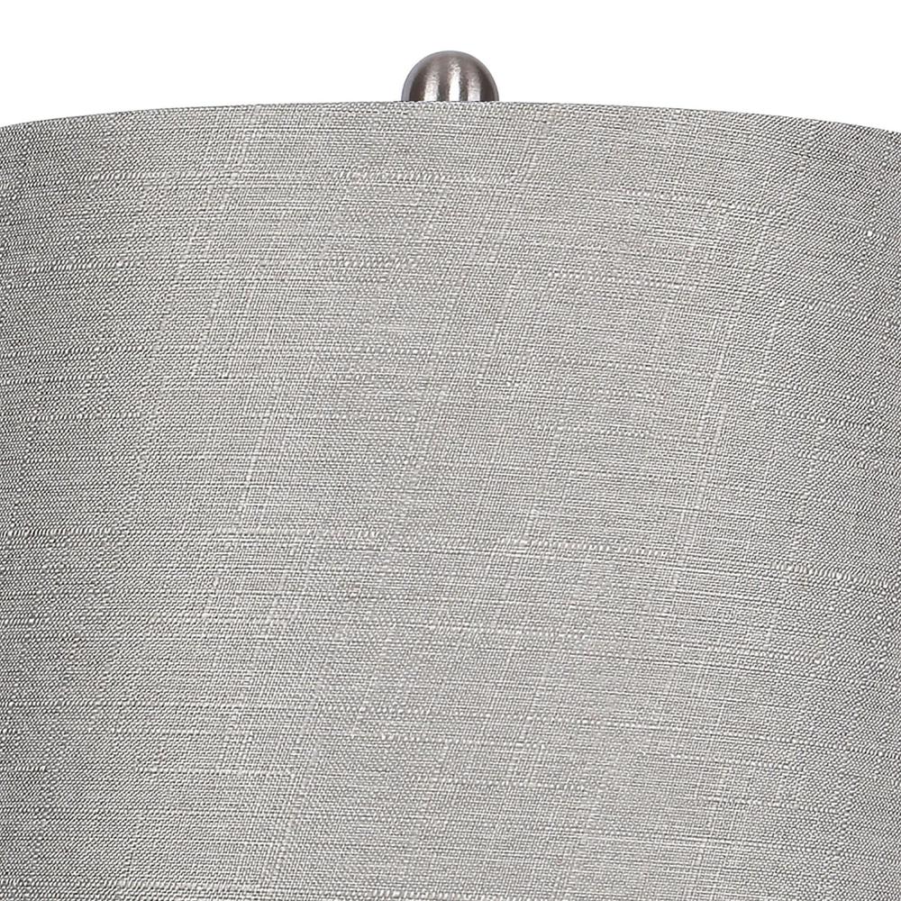 Brushed Nickel, Light Grey Linen Ashland 27" Metal Table Lamp - Set of 2